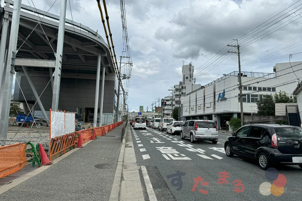 建設中のスタバ前から見た171の高槻・京都方面の写真